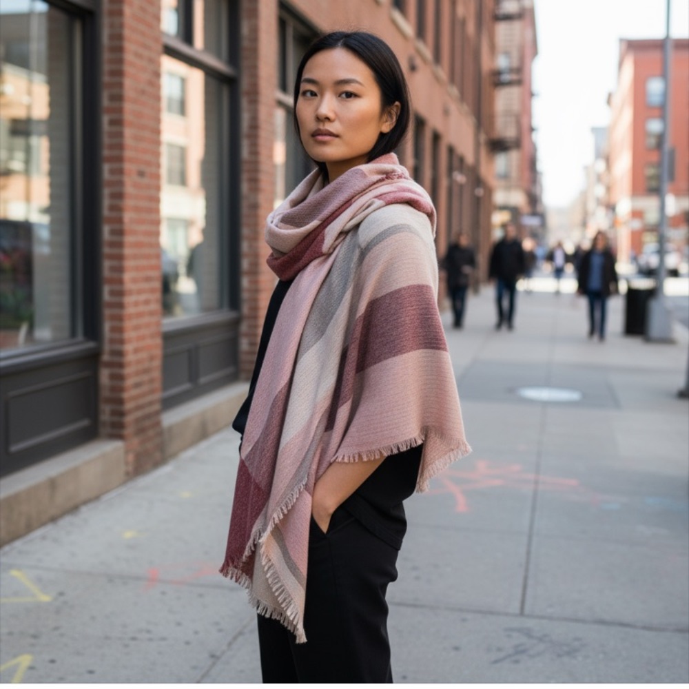 Madewell Knit Buffalo Plaid Blanket Scarf Wrap Shawl